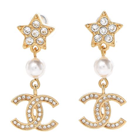 chanel star pearl drop earrings|chanel vintage earrings pearl.